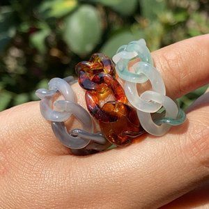 3/$10 Acrylic Resin Curb Chain Midi Ring 5.5